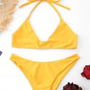 Yellow halter bikini